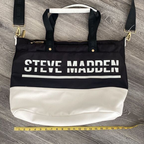 Steve Madden XL Sports / Travel 2 ways bag Black & White NWOT - Picture 5 of 13
